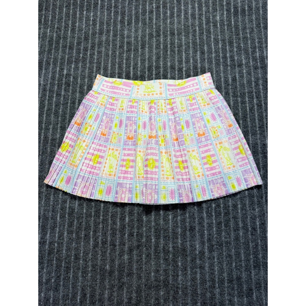Hot Kiss Pleated Skort Womens Large Tropical Beach Barbiecore Preppy Coastal